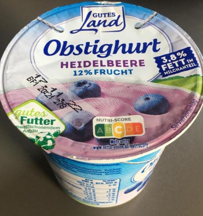 Fotografie - Obstighurt Heidelbeere 3,8% Fett Gutes Land