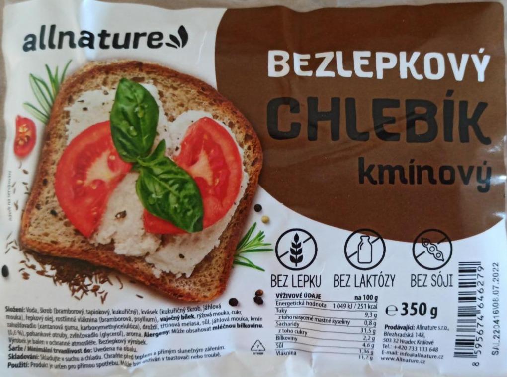 Fotografie - Bezlepkový chlebík kmínový Allnature