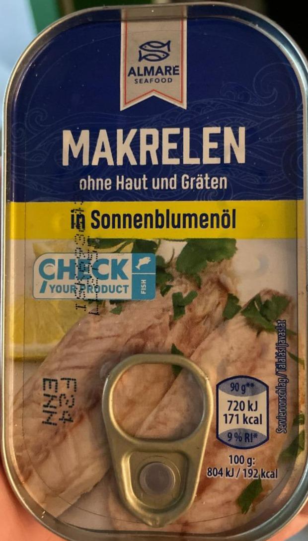 Fotografie - Makrelen ohne Haut und Gräten in Sonnenblumenöl Almare Seafood