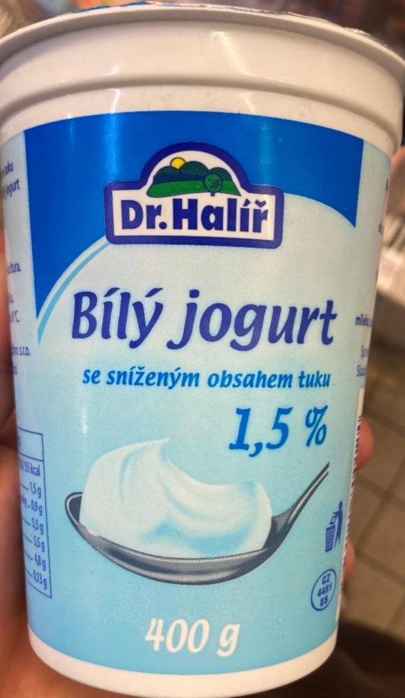 Fotografie - bílý jogurt se sníženým obsahem tuku 1,5% tuku Dr.Halíř