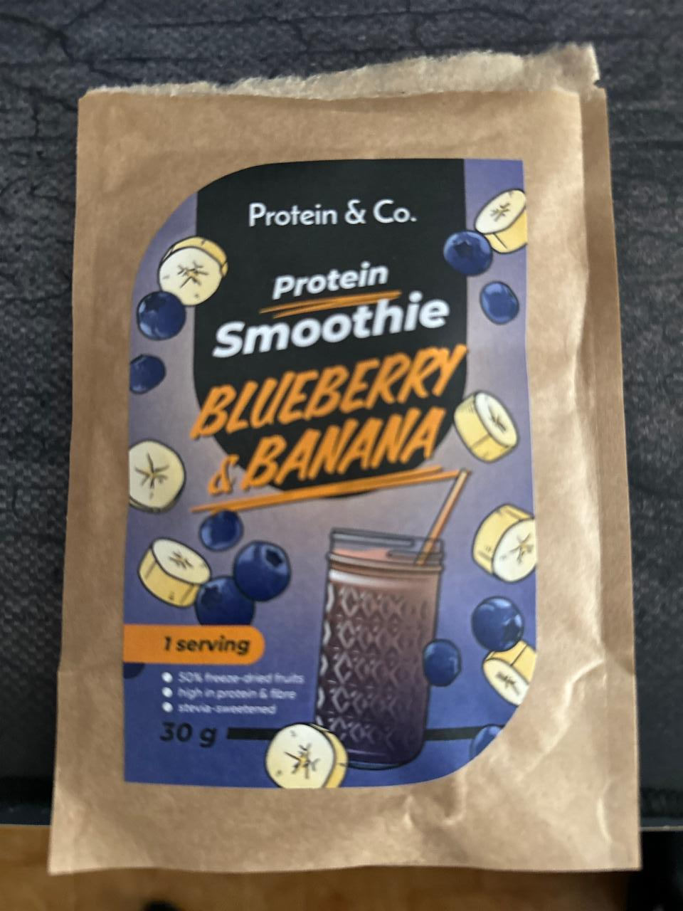 Fotografie - Protein smoothie blueberry & banana Protein & Co.