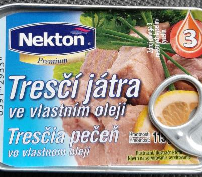 Fotografie - Premium Tresčí játra ve vlastním oleji Nekton