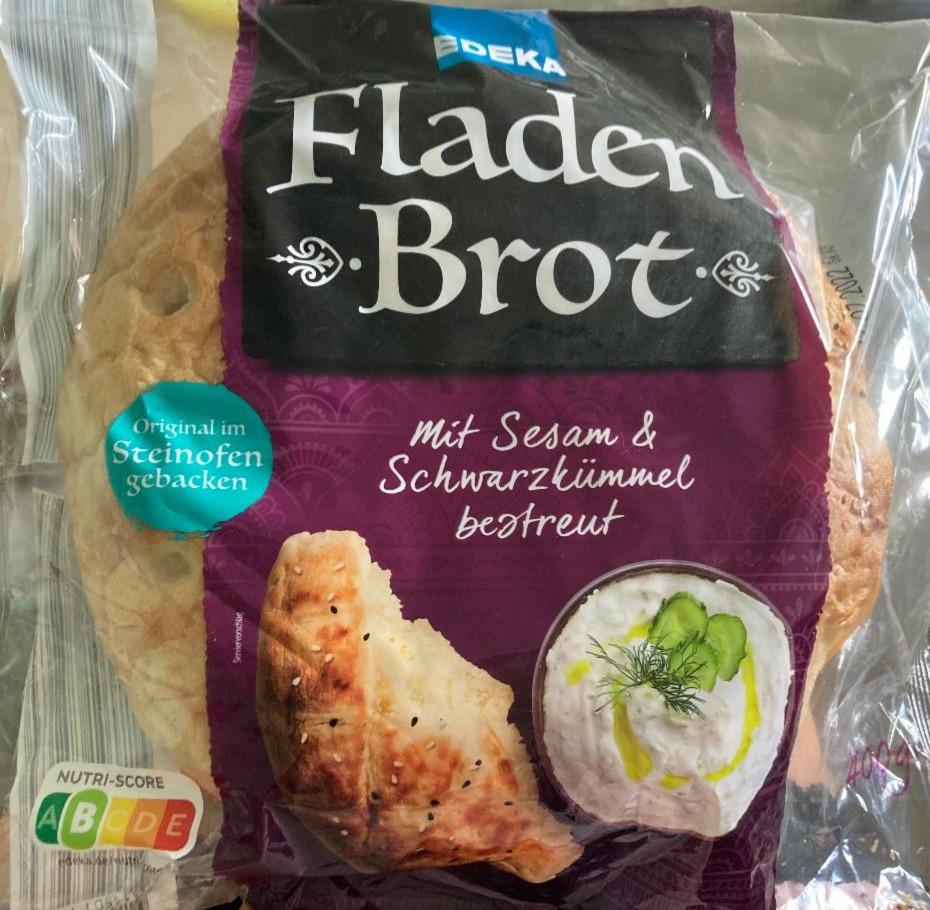 Fotografie - fladen brot mit Sezam und Schwarzkümmel bestreut Edeka