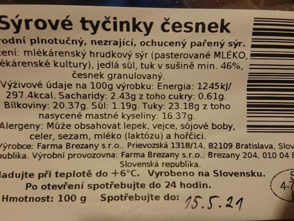 Fotografie - Sýrové tyčinky česnek Farma Brezany