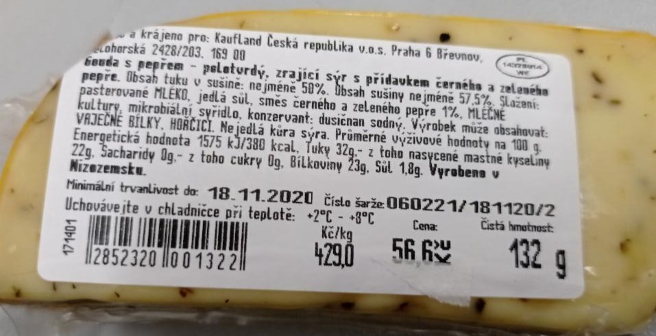 Fotografie - Gouda s pepřem Kaufland