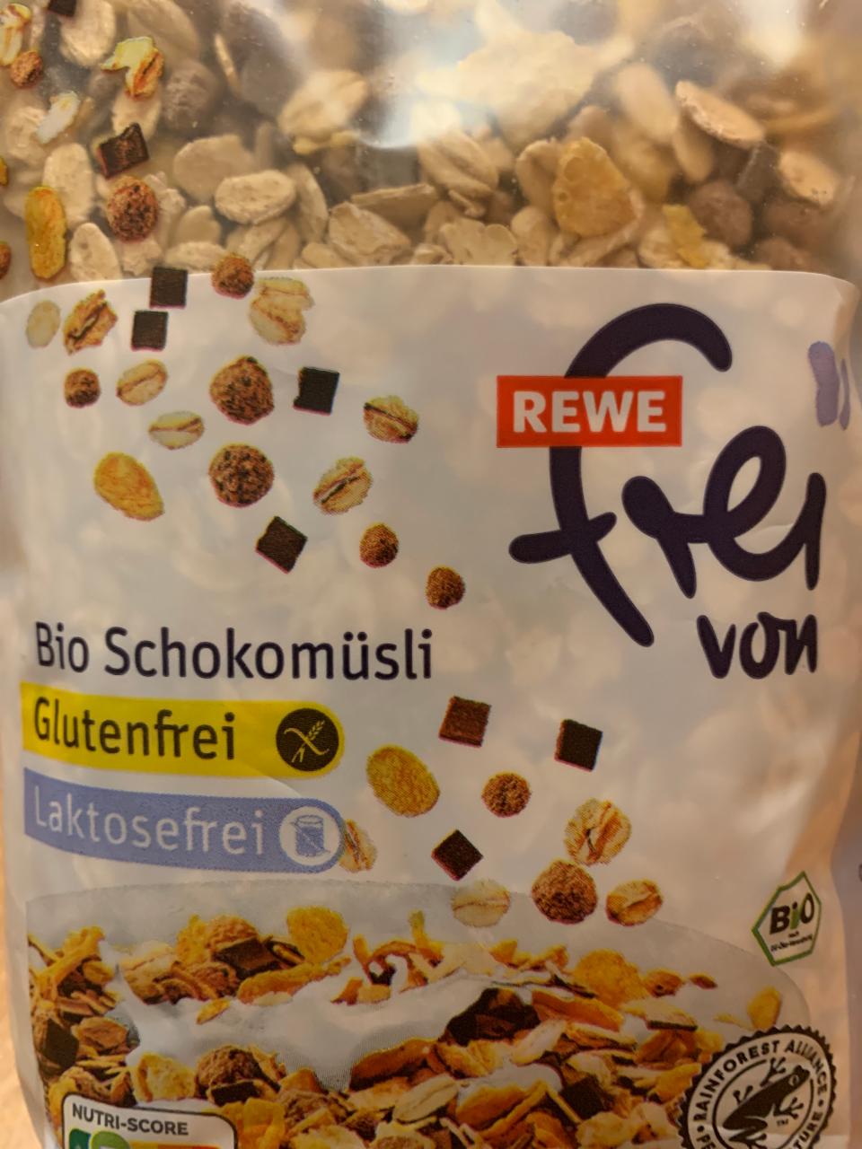 Fotografie - REWE frei von bio schokomüsli Rewe