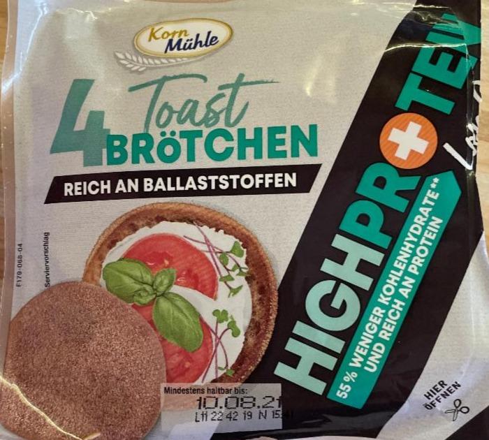 Fotografie - 4 Brötchen Toast high protein, lower carb Korn Mühle