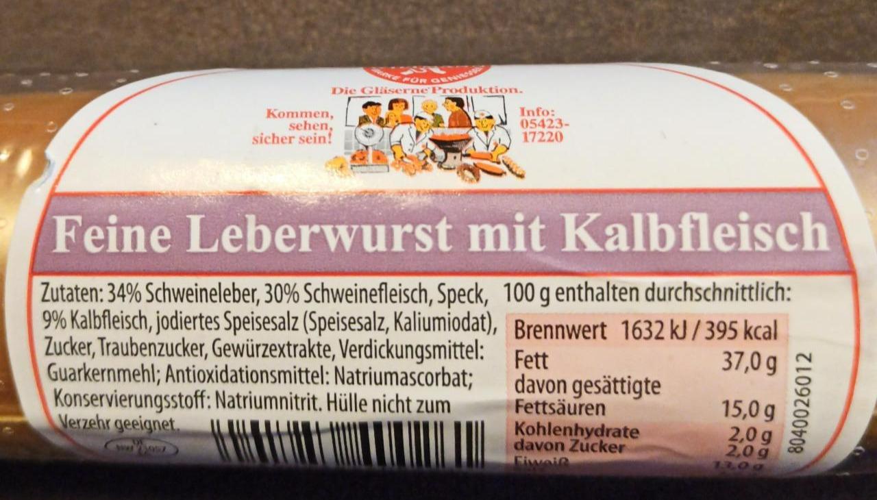 Fotografie - Feine Leberwurst mit Kalbfleisch Wiltmann