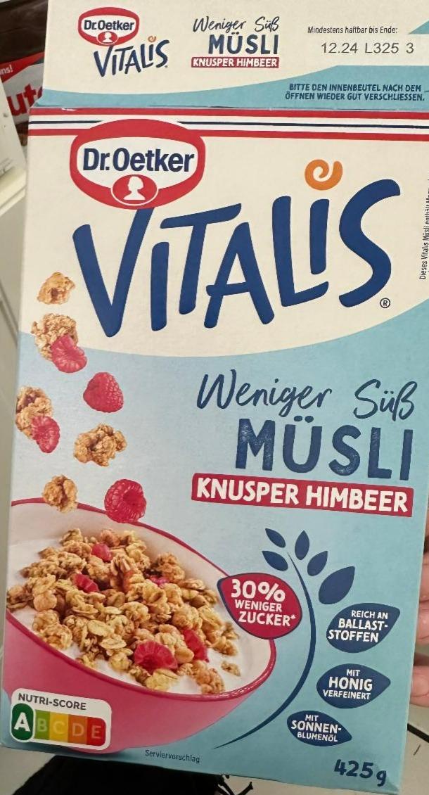 Fotografie - Vitalis Weniger Süß Müsli Knusper Himbeer Dr.Oetker