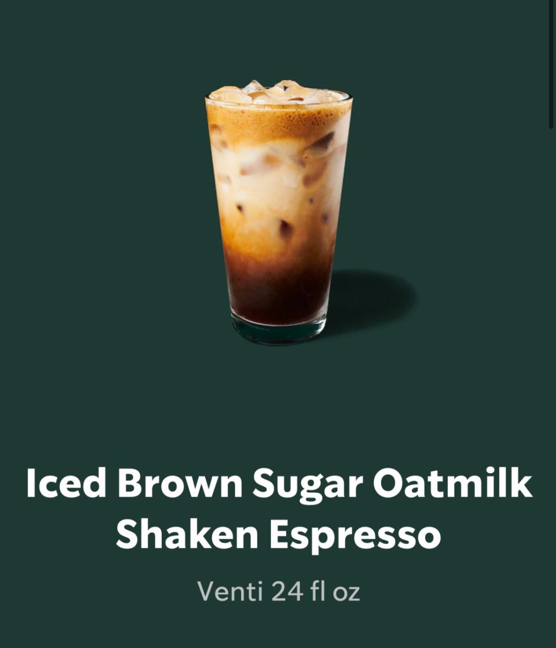 Fotografie - Iced Brown Sugar Oatmilk Shaken Espresso Starbucks