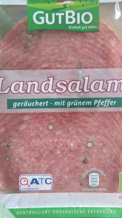 Fotografie - Landsalami, geräuchert mit grünem Pfeffer GutBio