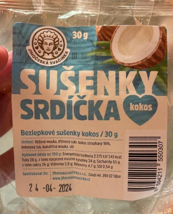 Fotografie - Sušenky srdíčka kokos bezlepkové Jihočeská svačinka