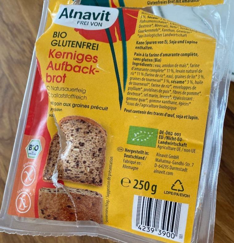 Fotografie - Kerniges Glutenfrei Bio bezlepkový Alnavit