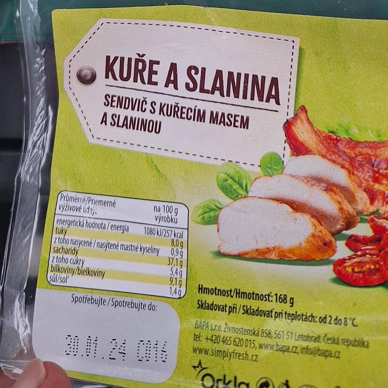 Fotografie - Sendvič kuře a slanina Simply Fresh