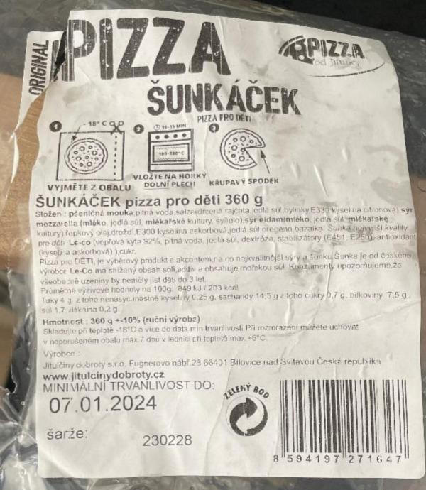 Fotografie - Pizza Šunkáček Jitulčiny dobroty