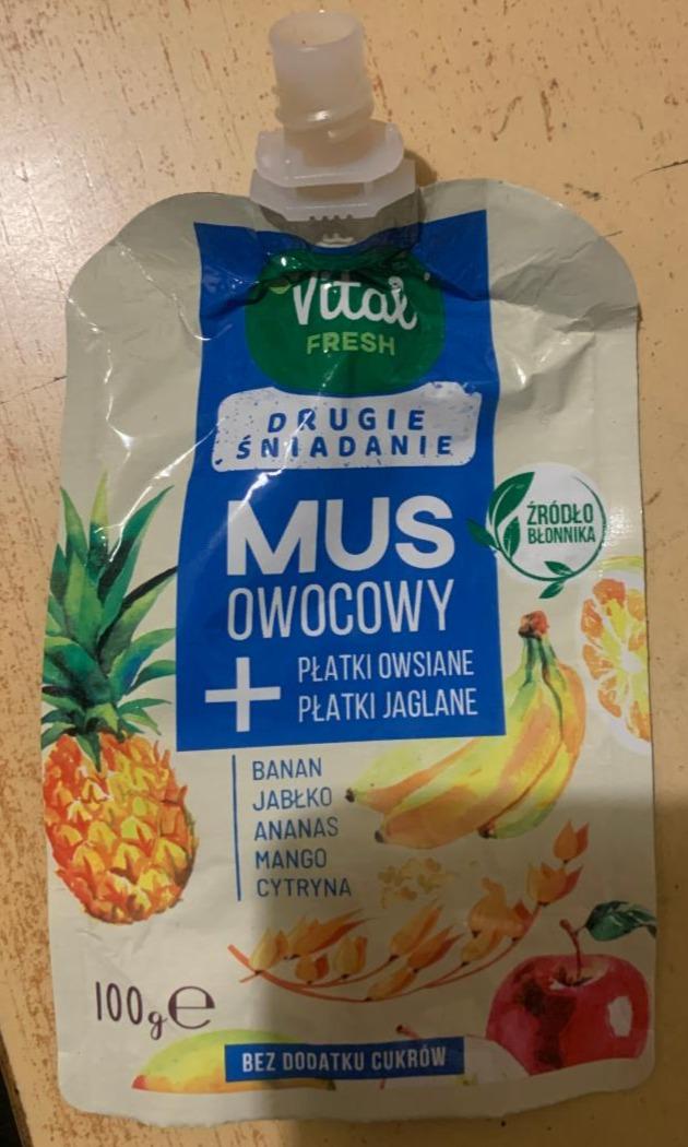 Fotografie - Mus owocowy + płatki owsiane płatki jaglane banan jabłko ananas mango cytryna Vital fresh