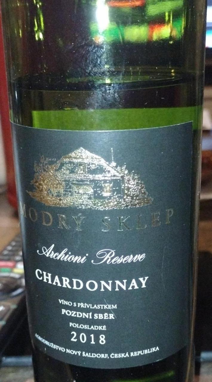 Fotografie - Chardonnay pozdní sběr 2018 Modrý Sklep