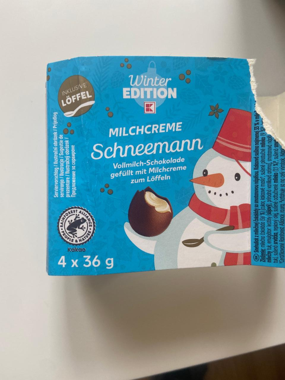 Fotografie - Milchcreme Schneemann Winter Edition Kaufland