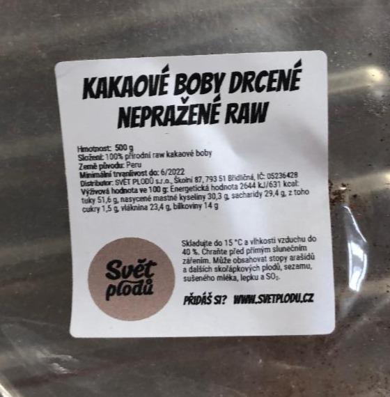 Fotografie - Kakaové boby drcené raw nepražené Svět plodů