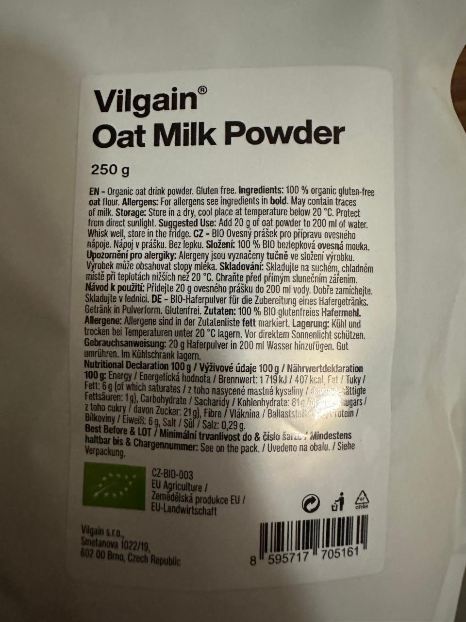 Fotografie - Oat Milk Powder Vilgain