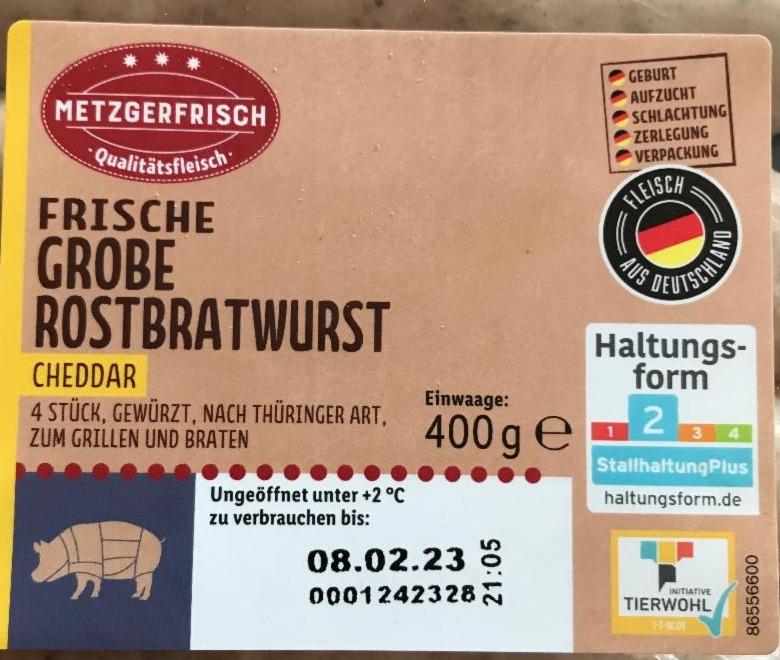 Fotografie - Frische Grobe Rostbratwurst Cheddar Metzgerfrisch