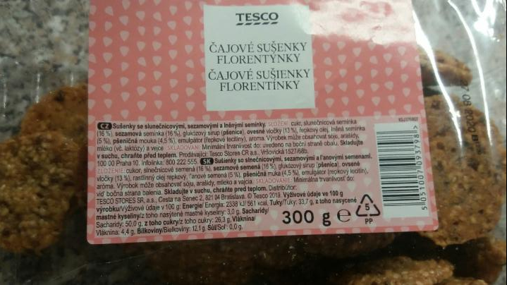 Fotografie - Čajové sušenky Florentýnky Tesco