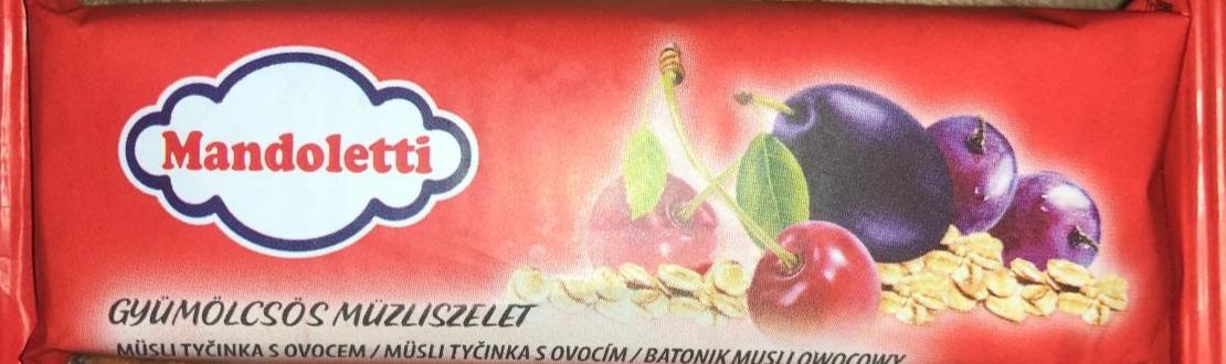 Fotografie - müsli tyčinka s ovocem Mandoletti