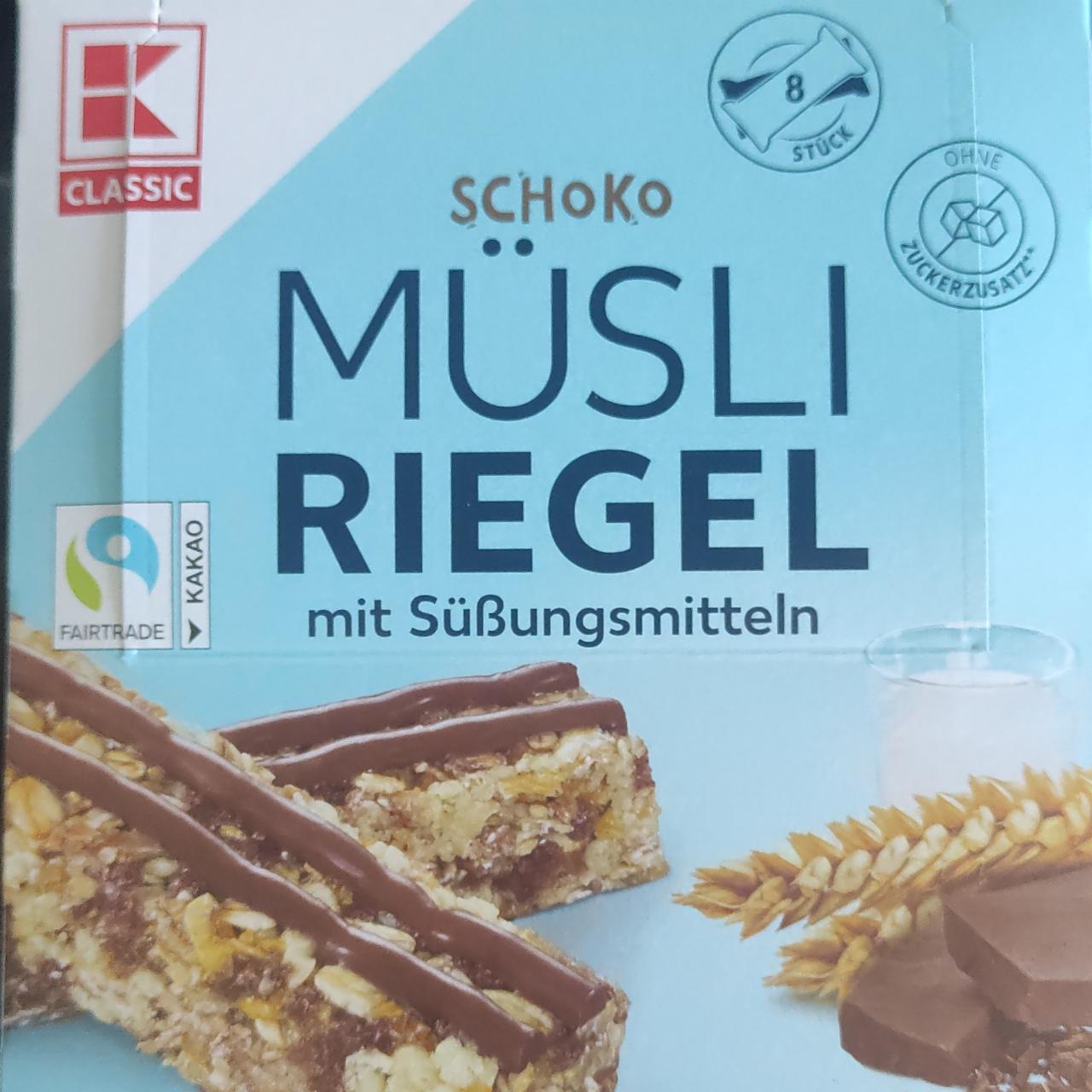 Fotografie - Schoko Müsli riegel mit Süssungsmitteln K-Classic