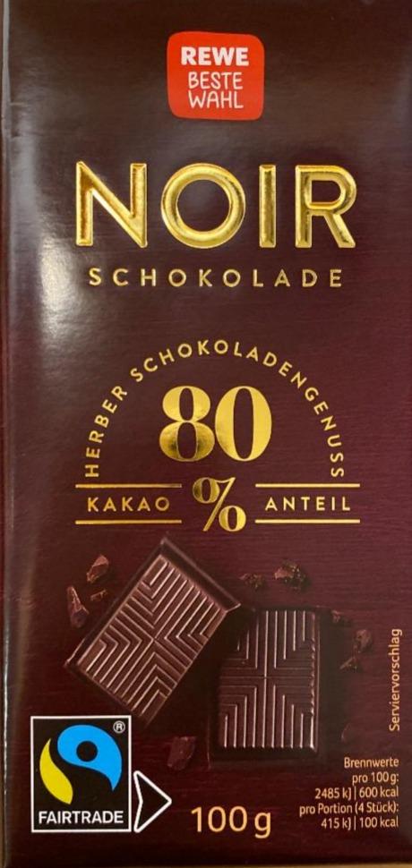 Fotografie - NOIR Chocolade 80% REWE