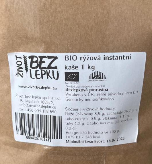 Fotografie - BIO rýžová instantní kaše Život bez lepku