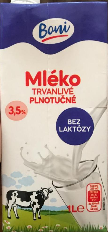 Fotografie - Mléko trvanlivé plnotučné bez laktózy Boni