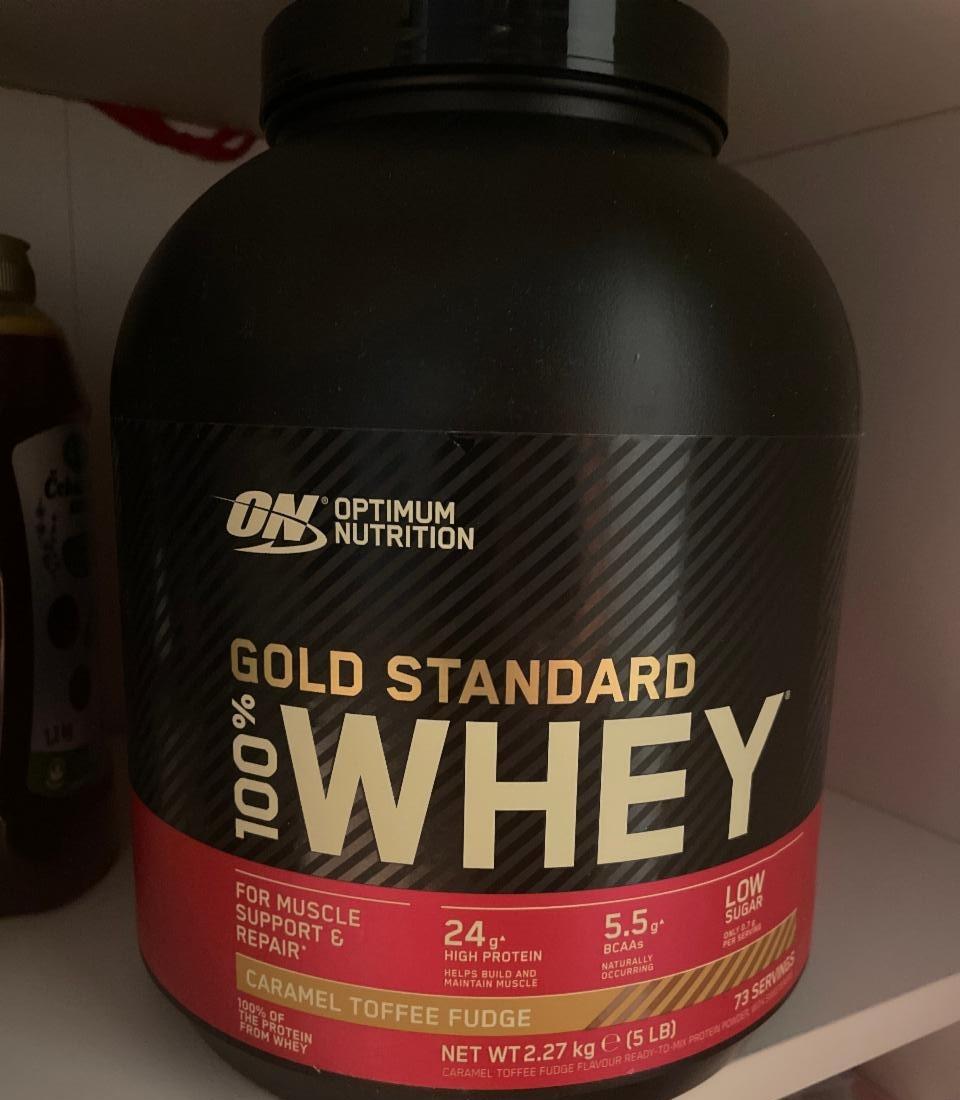 Fotografie - Gold standard 100 % WHEY caramel toffee fudge Optimum Nutrition