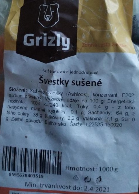 Fotografie - Švestky sušené Grizly