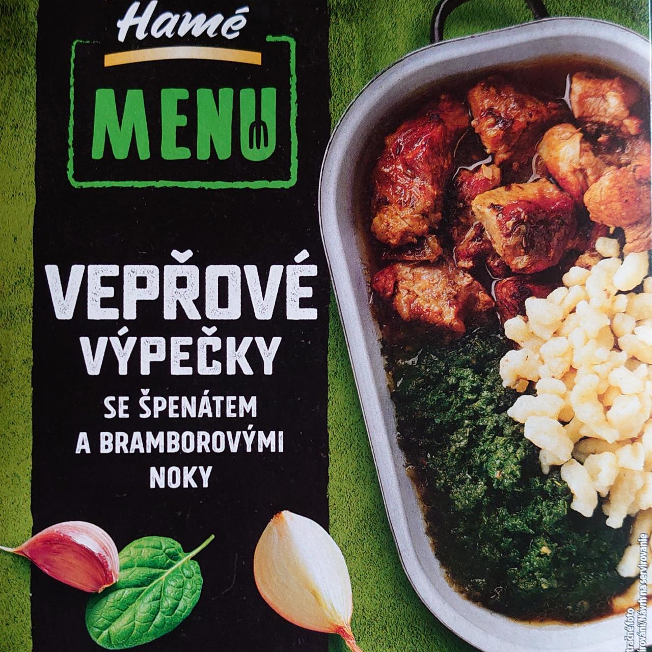 Fotografie - Vepřové výpečky se špenátem a bramborovými noky Hamé Menu