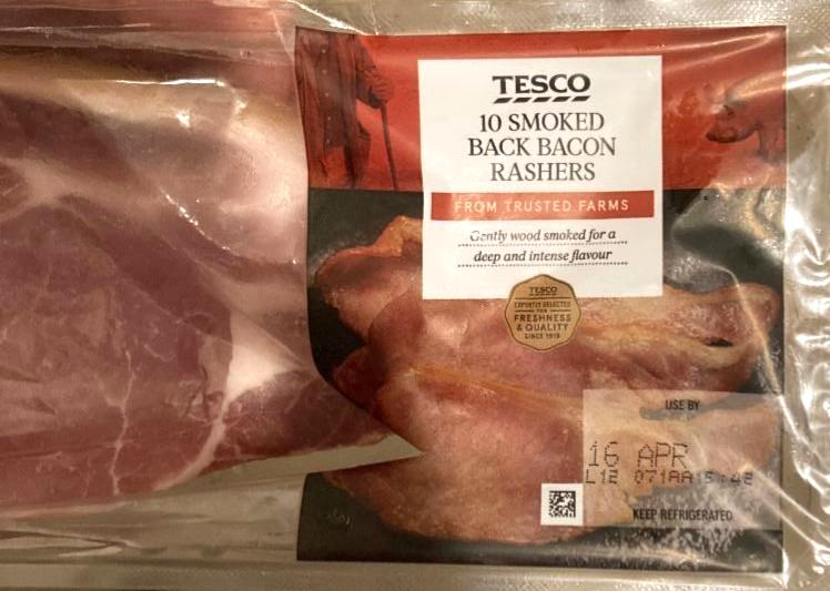 Fotografie - 10 smoked back bacon rashers (uzená slanina) Tesco