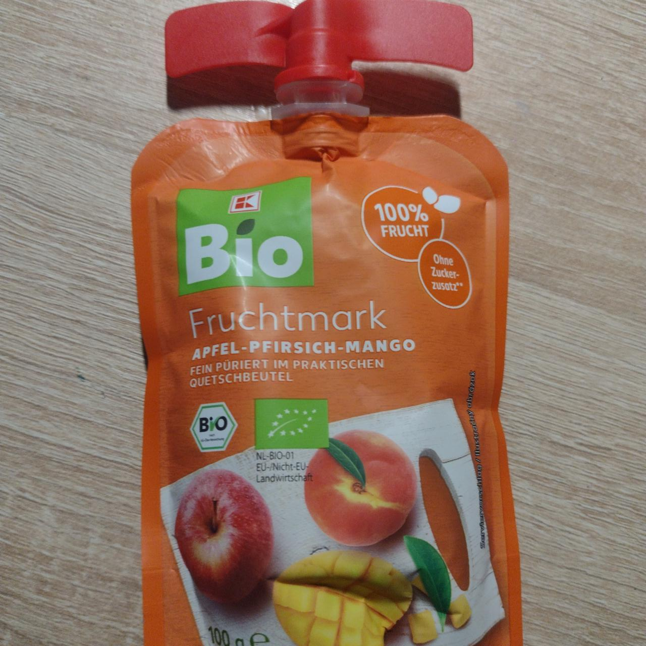 Fotografie - Fruchtmark Apfel Pfirsich Mango K-Bio