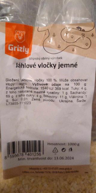 Fotografie - Jáhlové vločky jemné Grizly