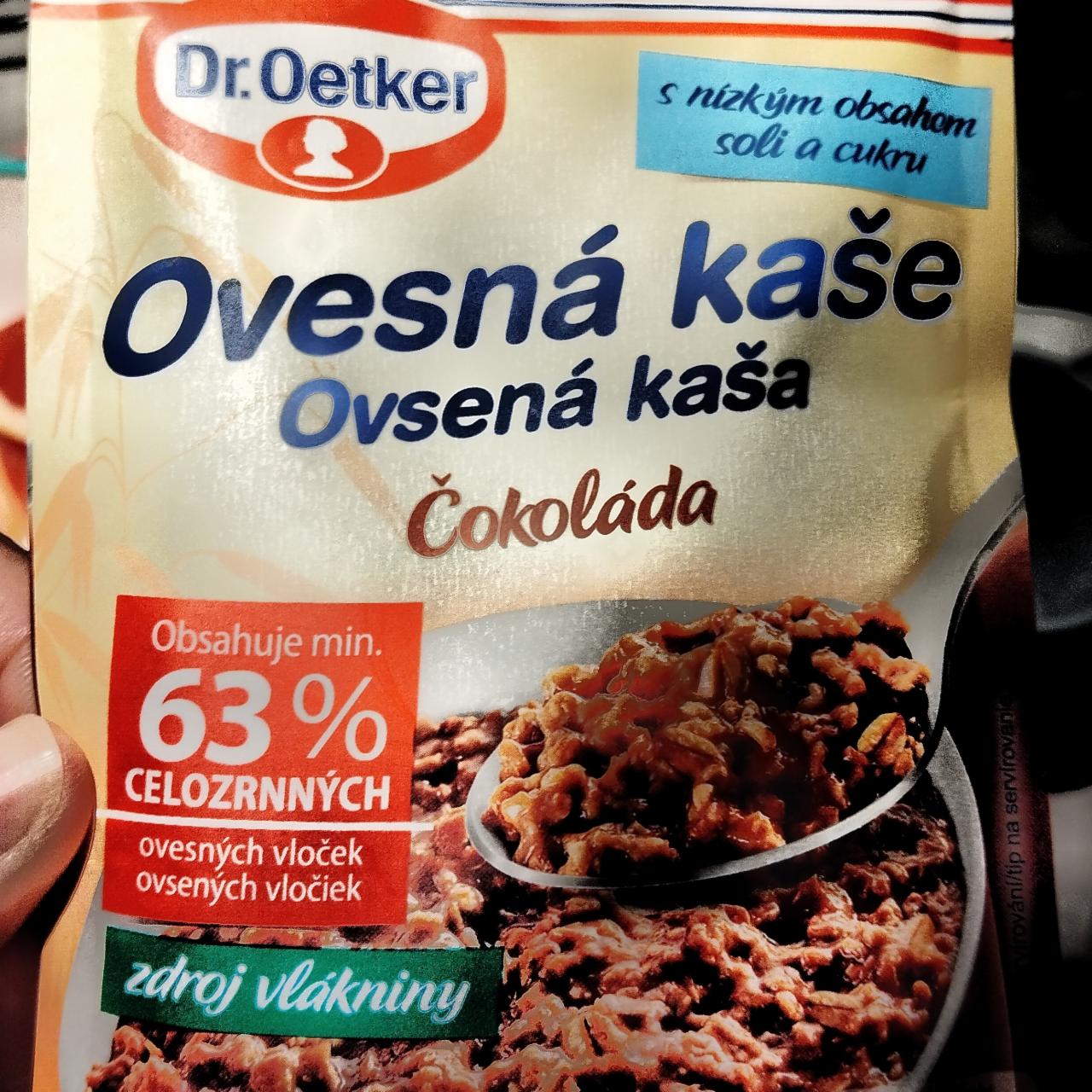 Fotografie - Ovesná kaše čokoláda 63% celozrnných ovesných vloček Dr.Oetker