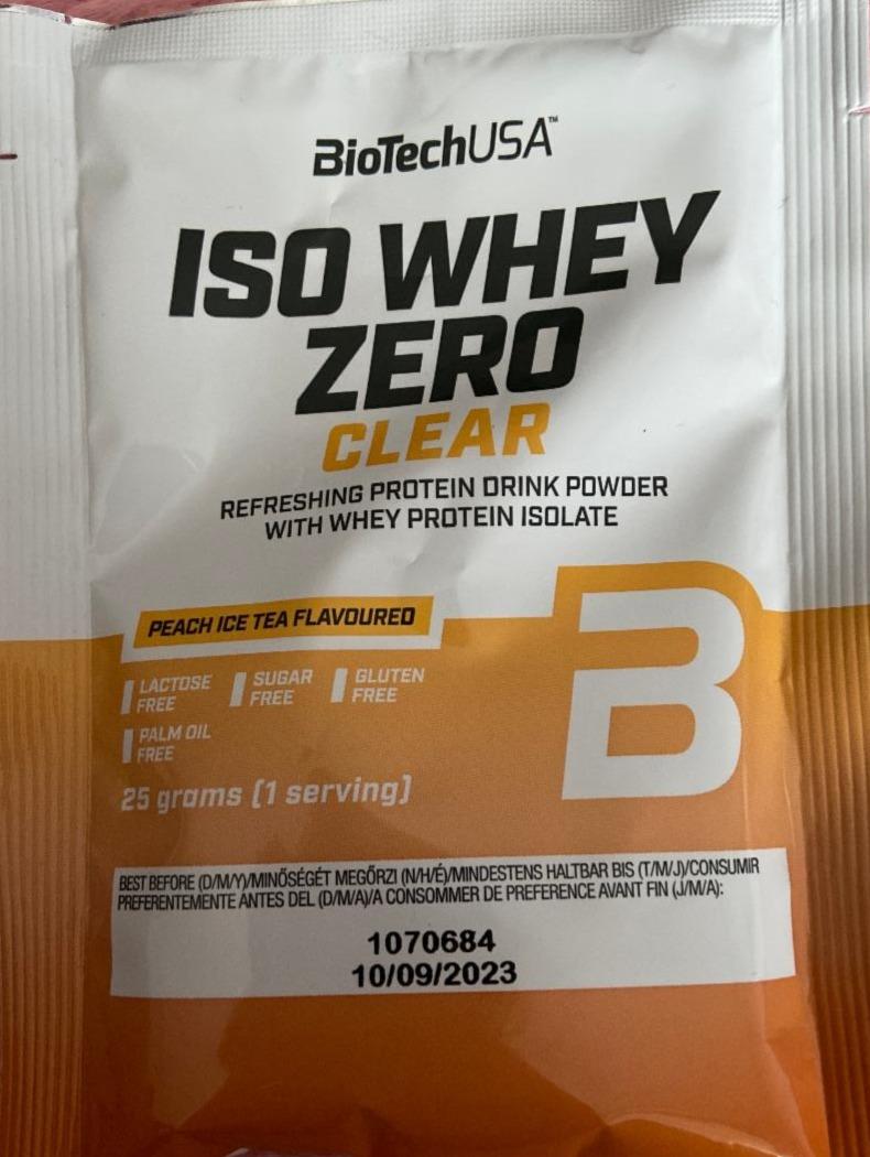 Fotografie - ISO Whey Zero Clear peach ice tea flavoured BioTechUSA