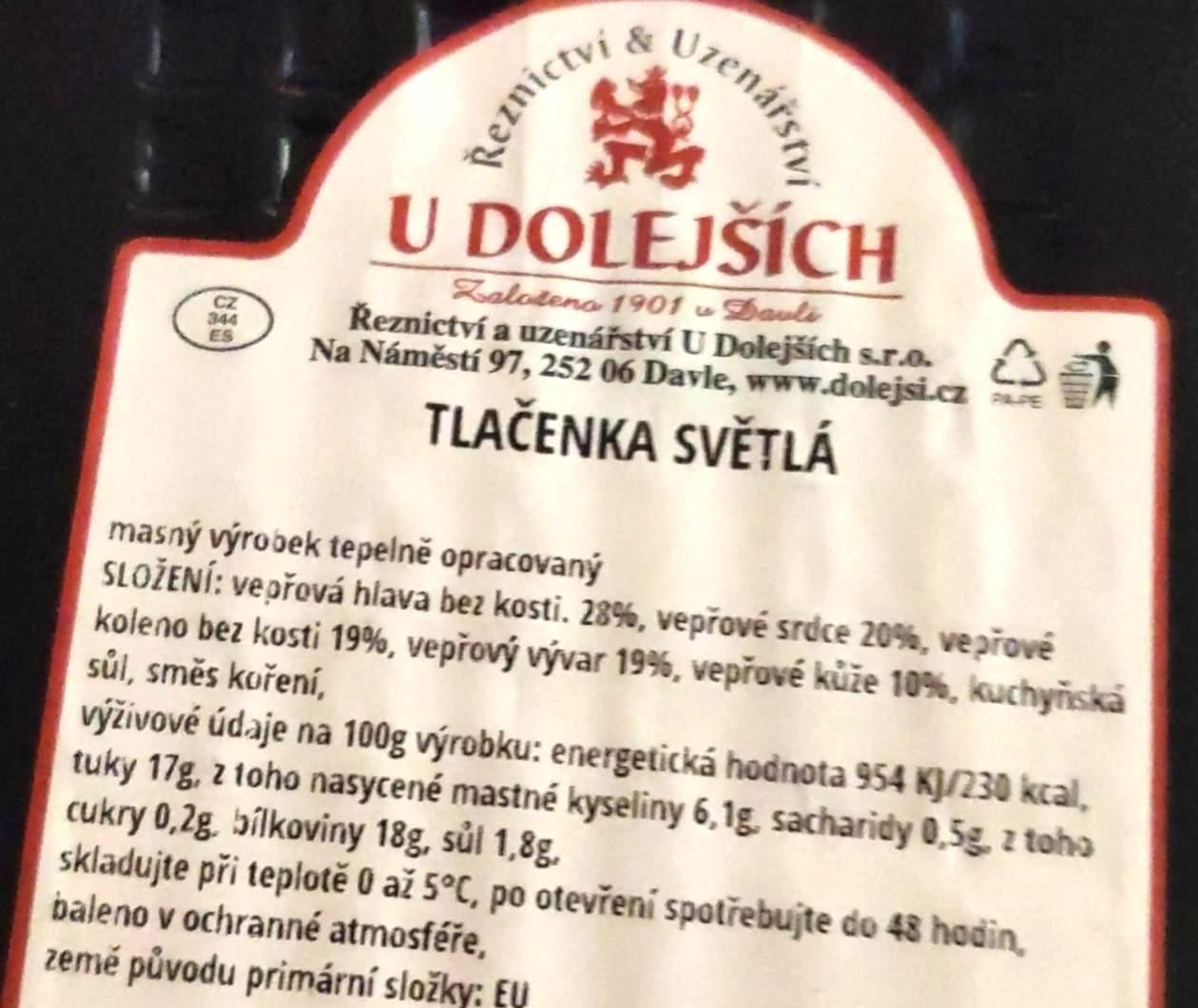 Fotografie - Tlačenka světlá Řeznictví & uzenářství U Dolejších