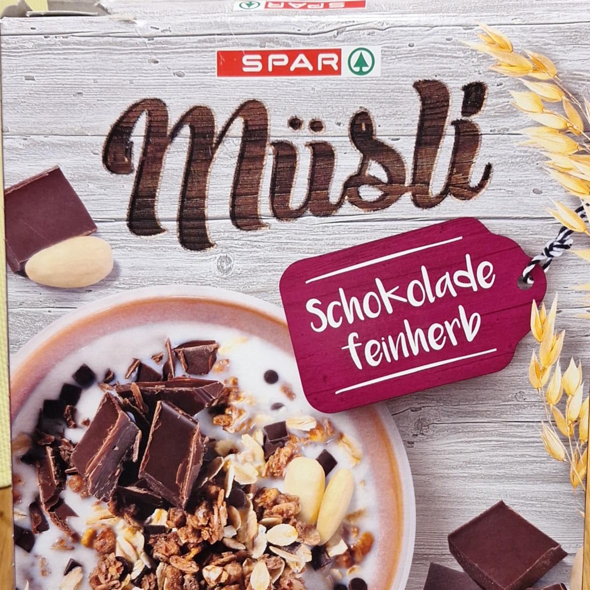 Fotografie - Musli Schokolade feinherb 22% Zartbitterschokolade und Mandeln Spar