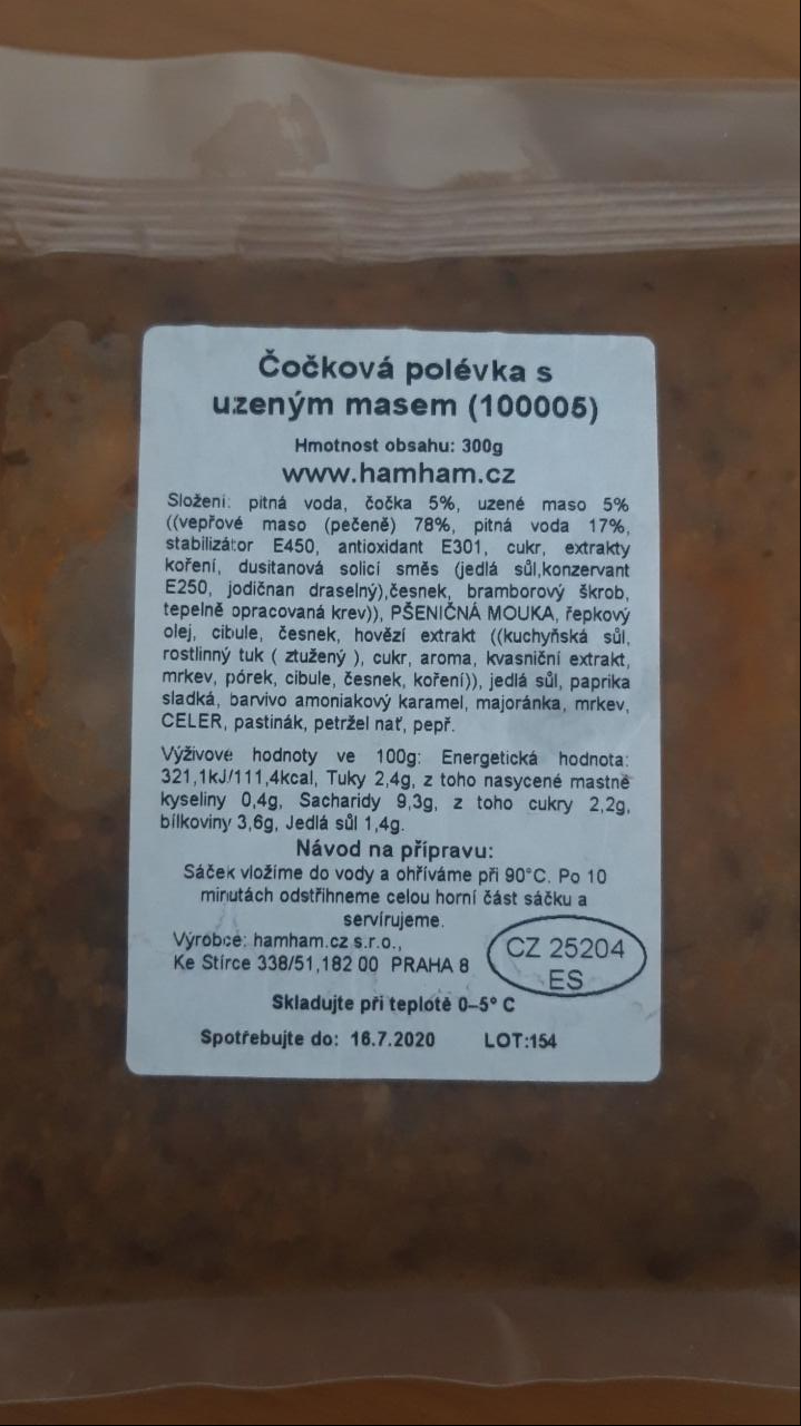 Fotografie - Čočková polévka s uzeným masem Hamham