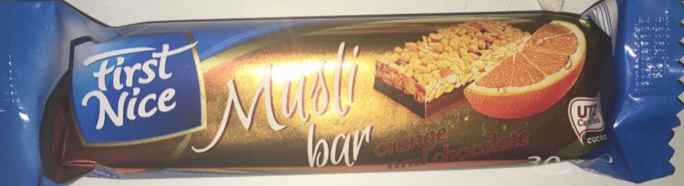 Fotografie - musli bar orange and chocolate First Nice