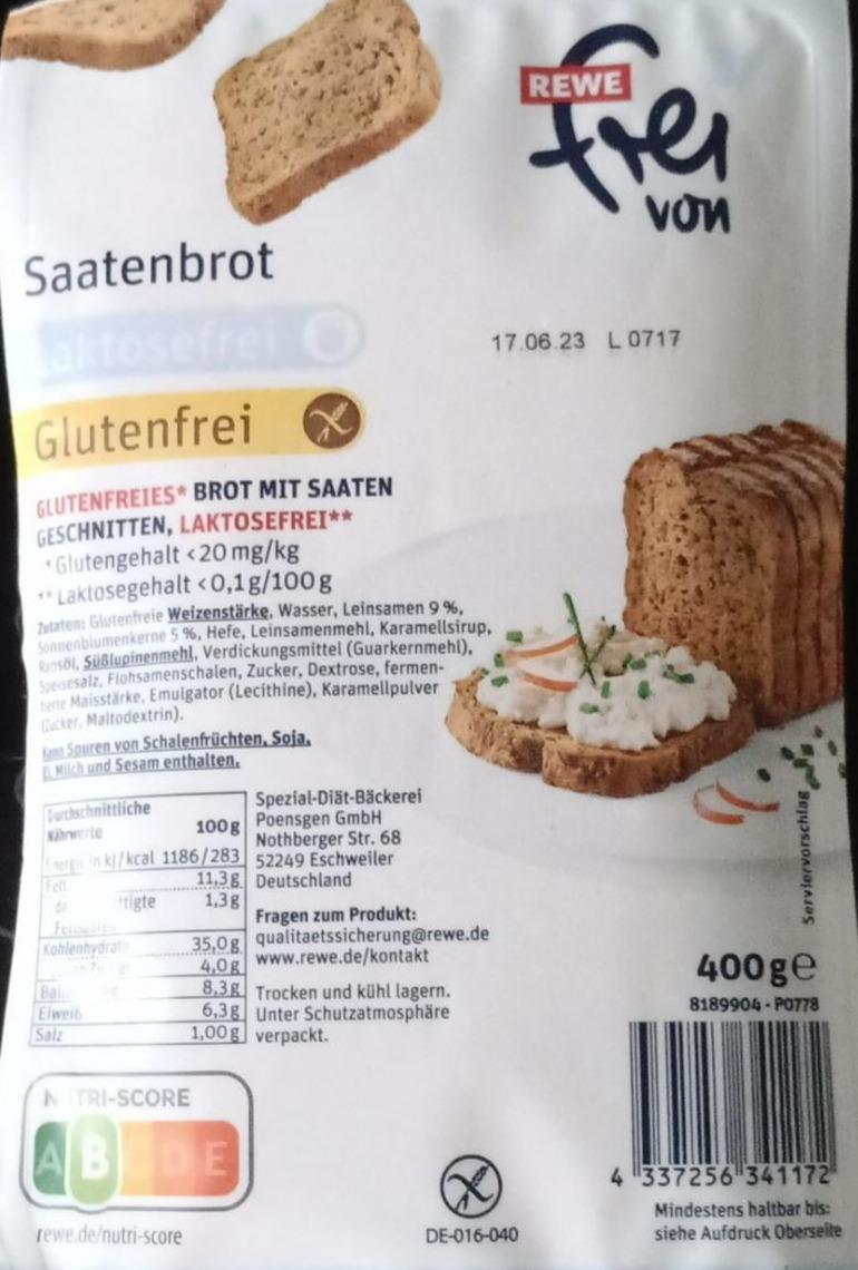 Fotografie - Saatenbrot glutenfrei geschnitten Rewe