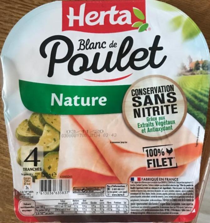 Fotografie - Blanc de Poulet Nature 4 tranches Sans Nitrite Herta