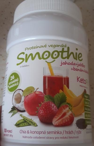 Fotografie - smoothie proteinove jahody jablko banán kokos KetoFit