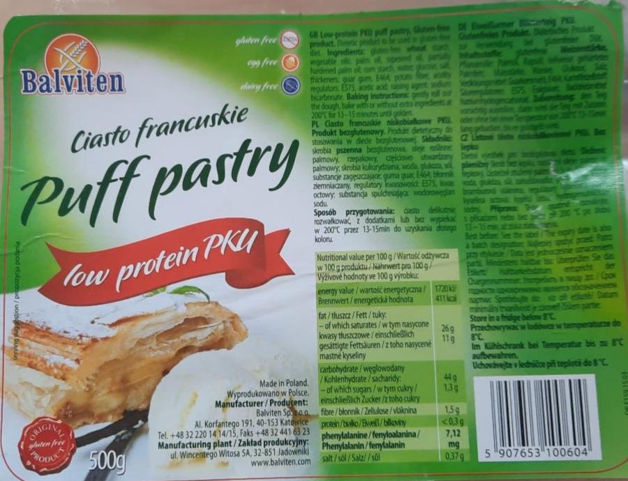 Fotografie - Puff pastry low protein PKU Balviten