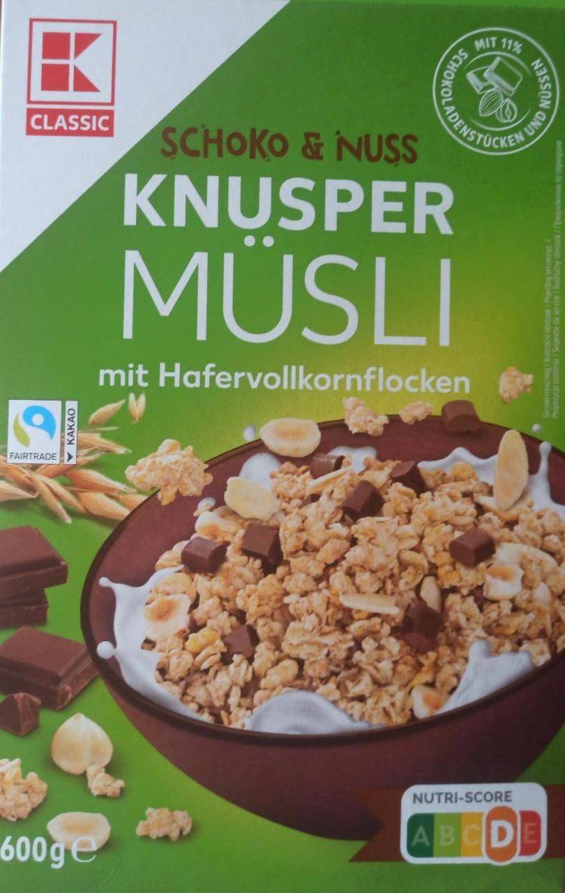 Fotografie - Schoko & Nuss Knusper Müsli mit Hafervollkornflocken K-Classic