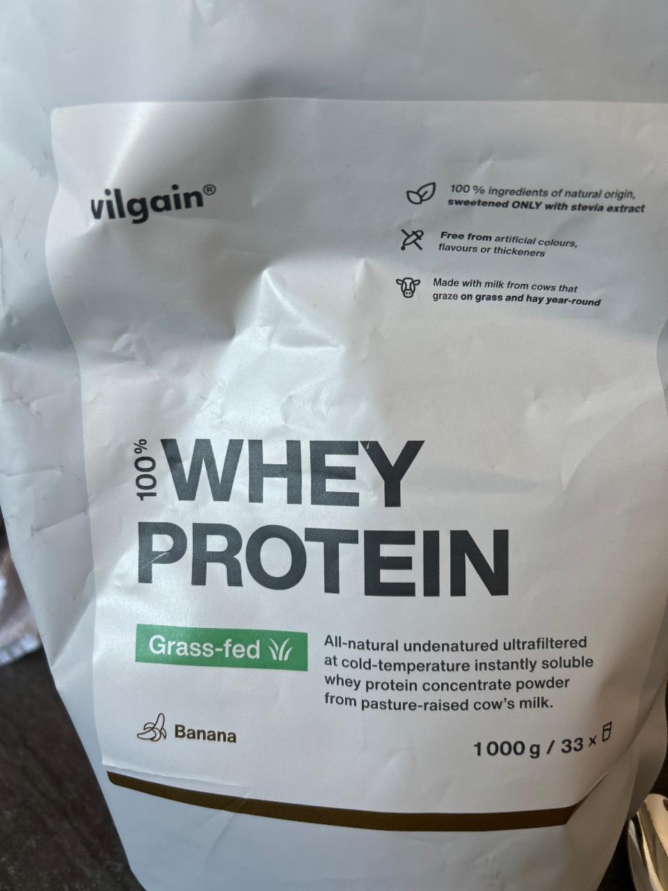 Fotografie - 100% whey protein grass-fed banana Vilgain