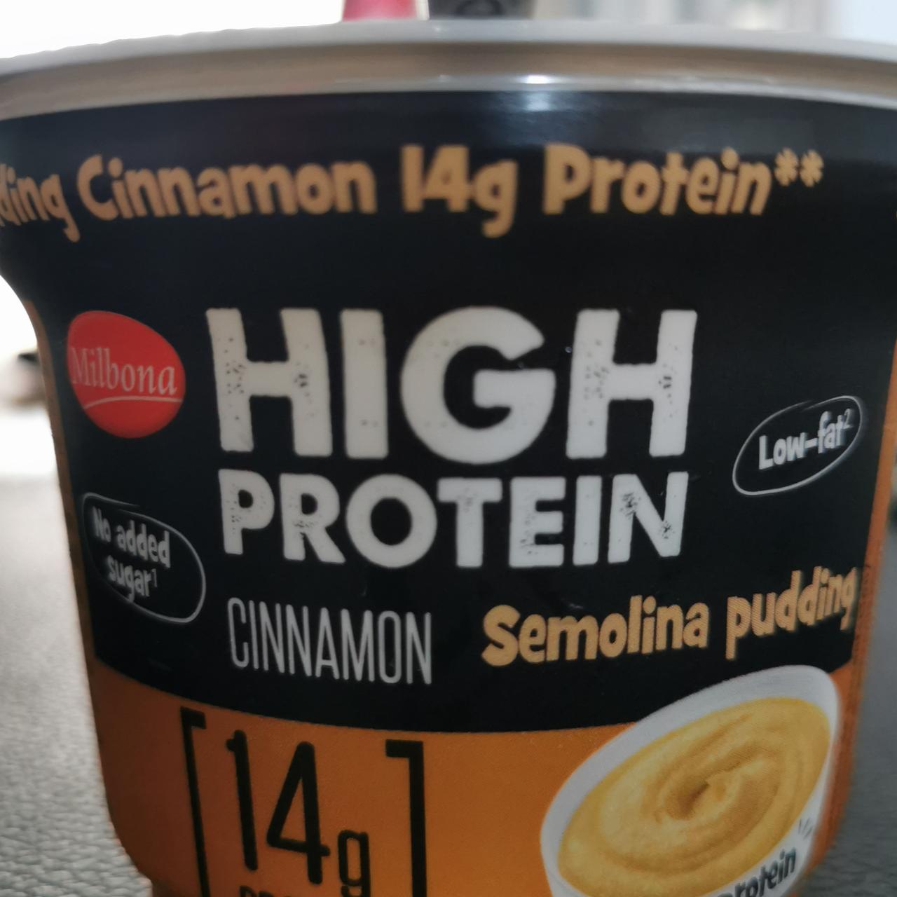 Fotografie - High protein cinnamon semolina puding Milbona